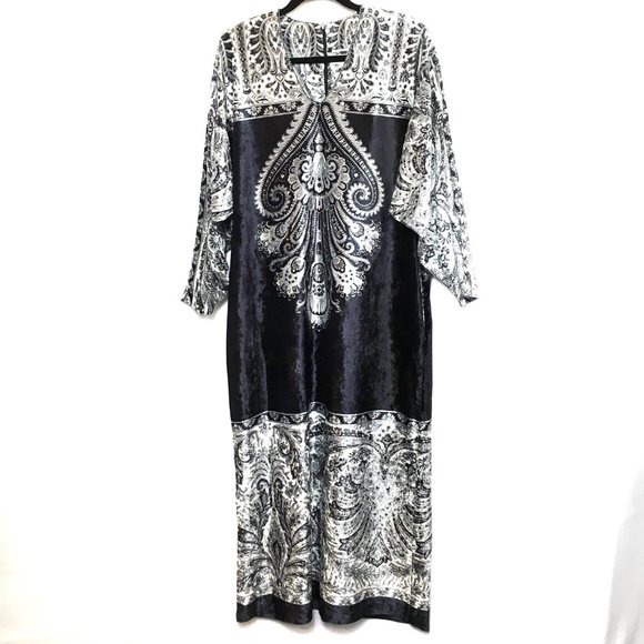 Kaftan Panne Velvet Ruth Norman New YorkMaxi Dress Robe Vtg